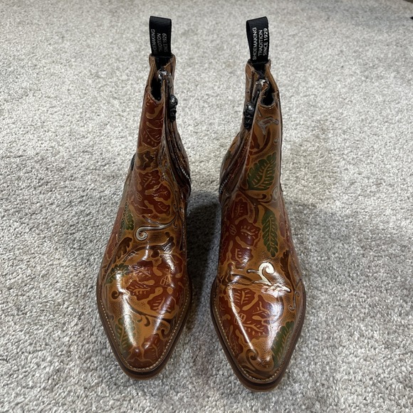 New Rock Leather Ankle Boots Womens 39 US 8 Floral Tooled Western M-GY501C-C3 - Picture 4 of 10